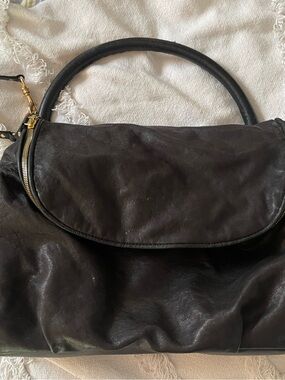 Kempton & Co satchel bag, black leather